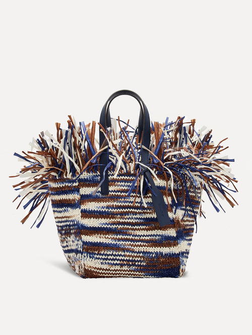 Small Raffia Crochet Square Tote Front View