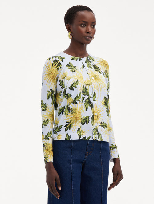 Chrysanthemum Printed Cardigan Side View