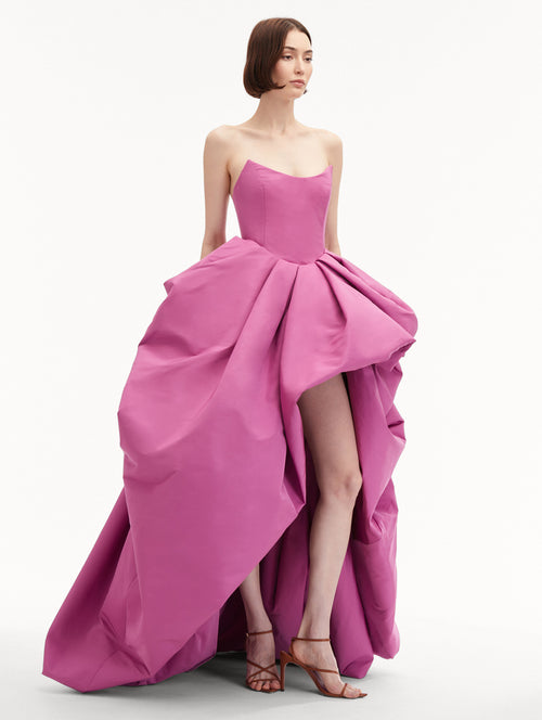 Draped Skirt Faille Gown Side View