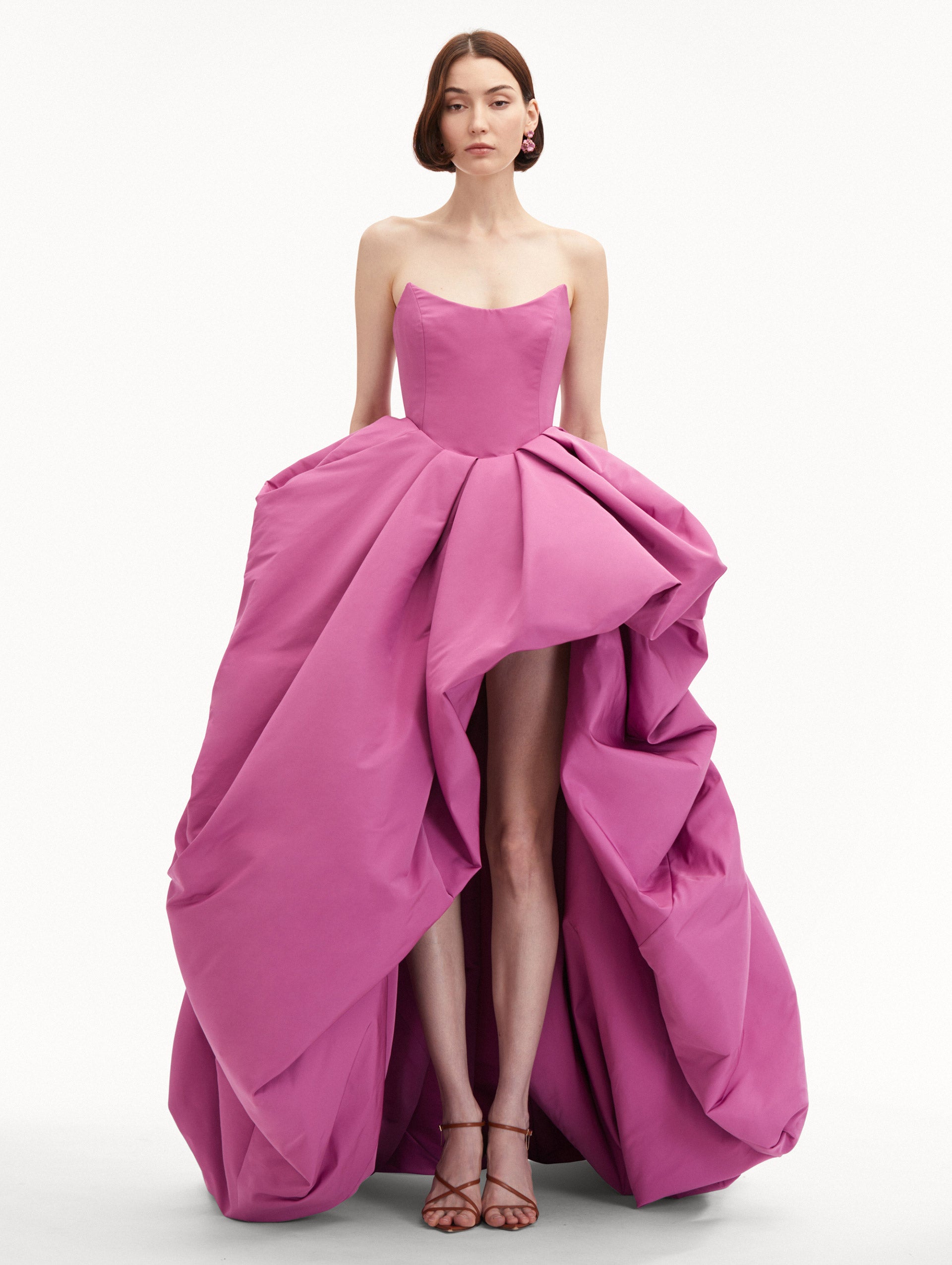 Draped Skirt Faille Gown Front View