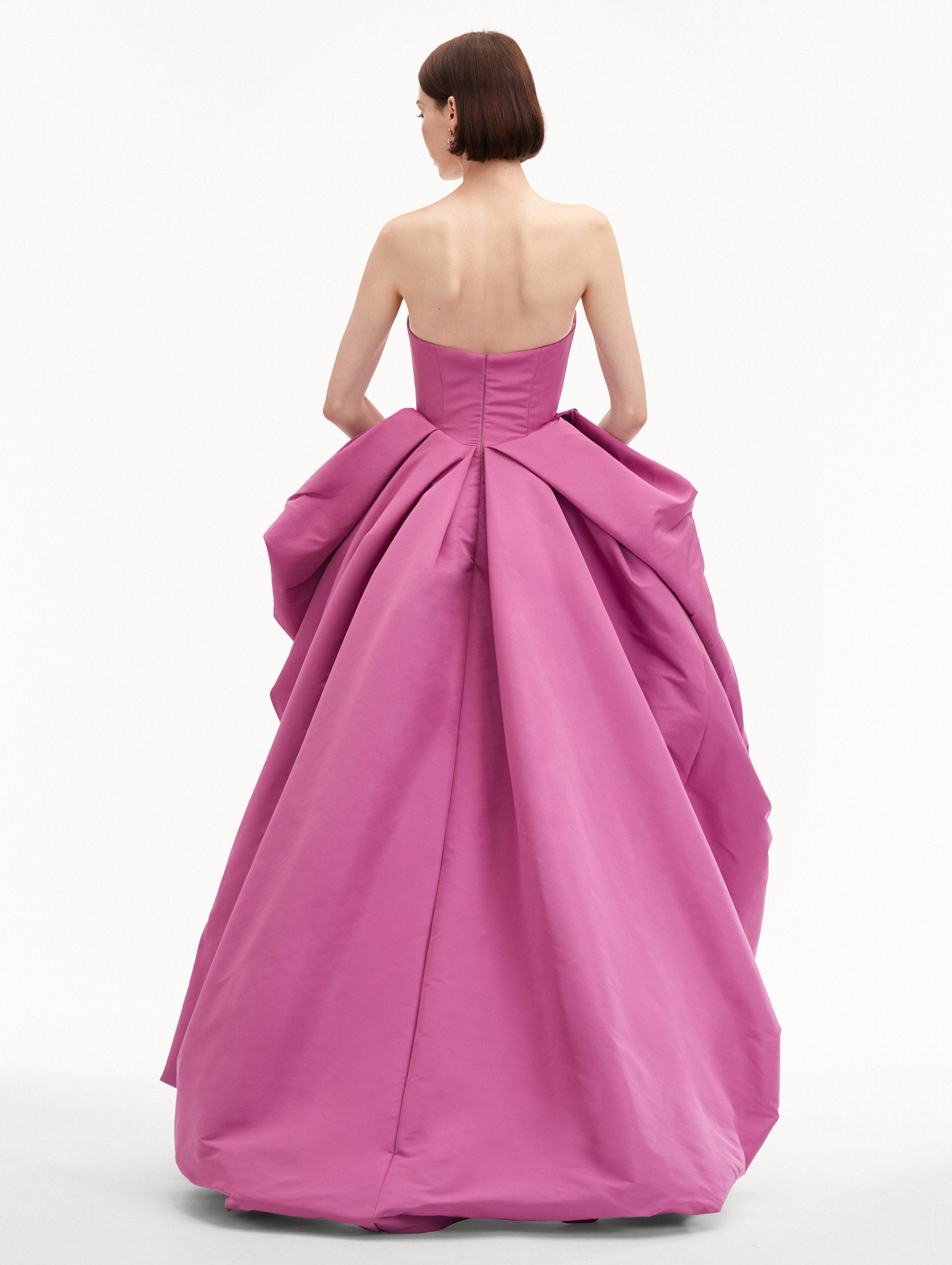 Draped Skirt Faille Gown Back View