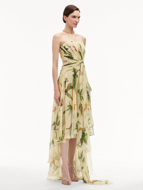 Orchid Silk Chiffon Gown Side View