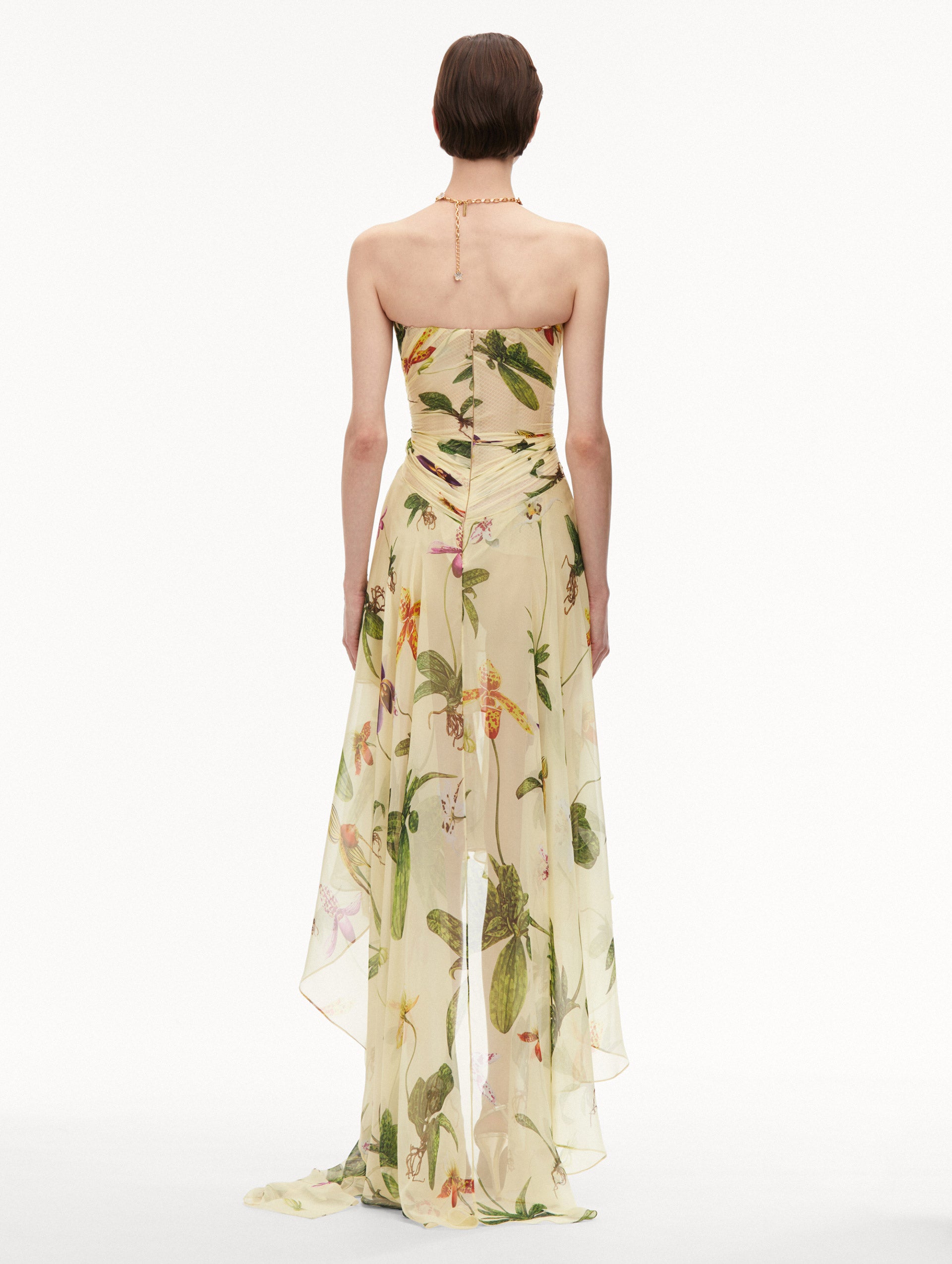 Orchid Silk Chiffon Gown Back View