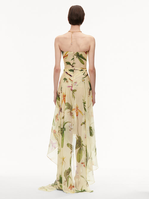 Orchid Silk Chiffon Gown Back View