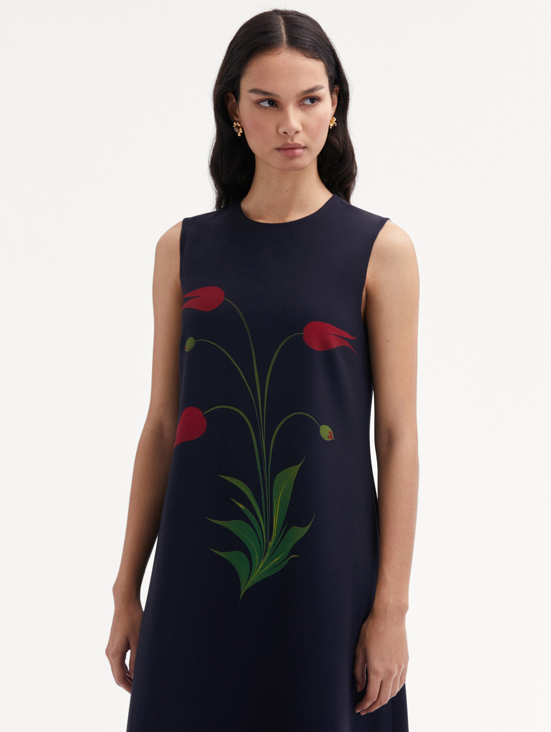 Oscar de la Renta Marbled Tulip Maxi Dress