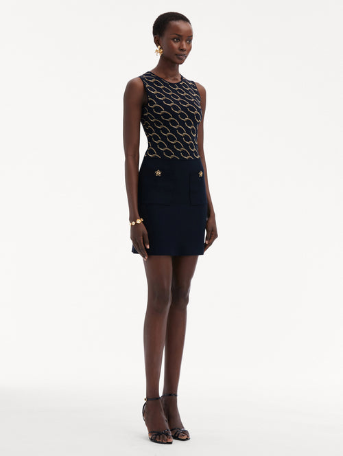 Oscar Chain-Link Knit Dress Side View