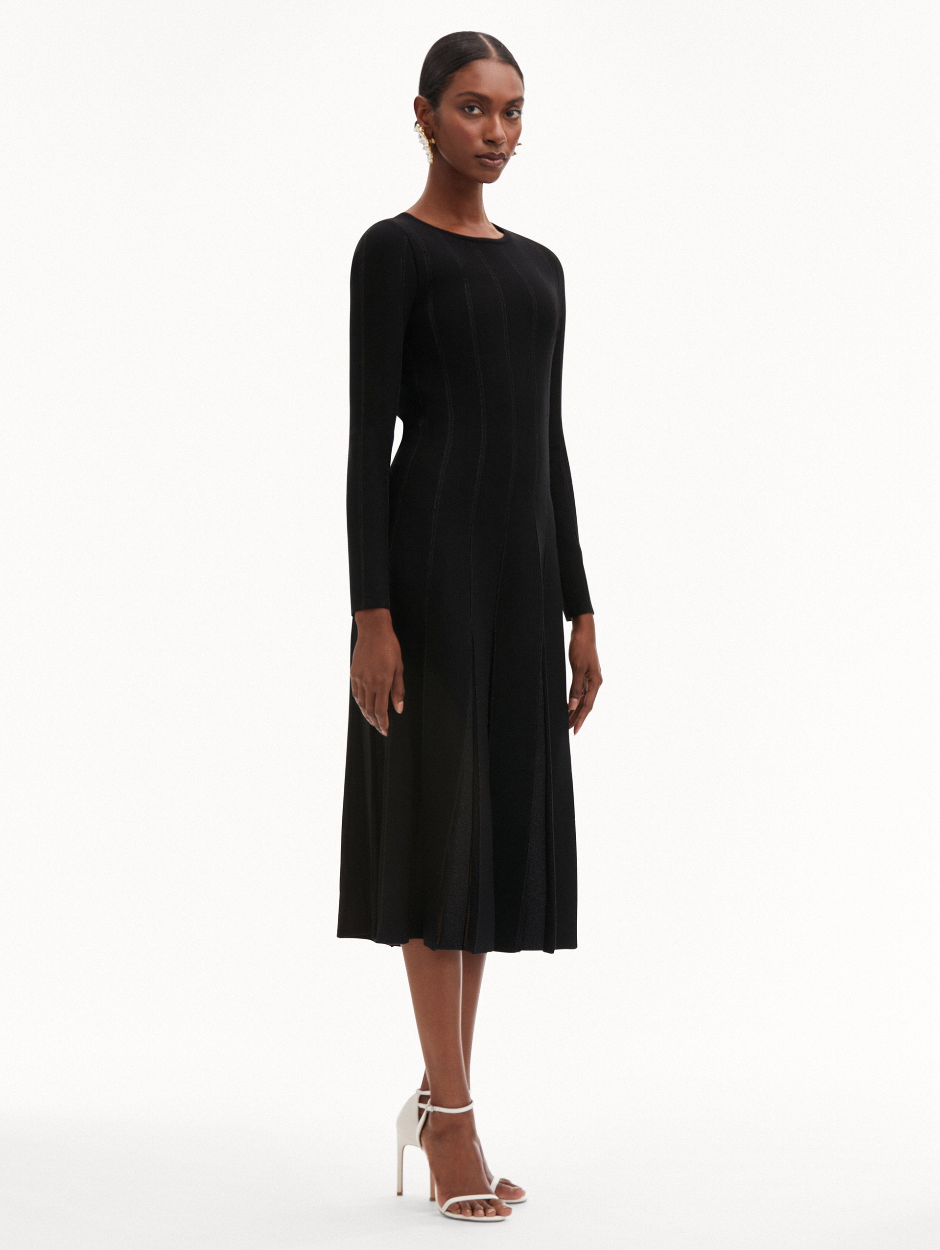 Pleated Inset Knit Dress Side View