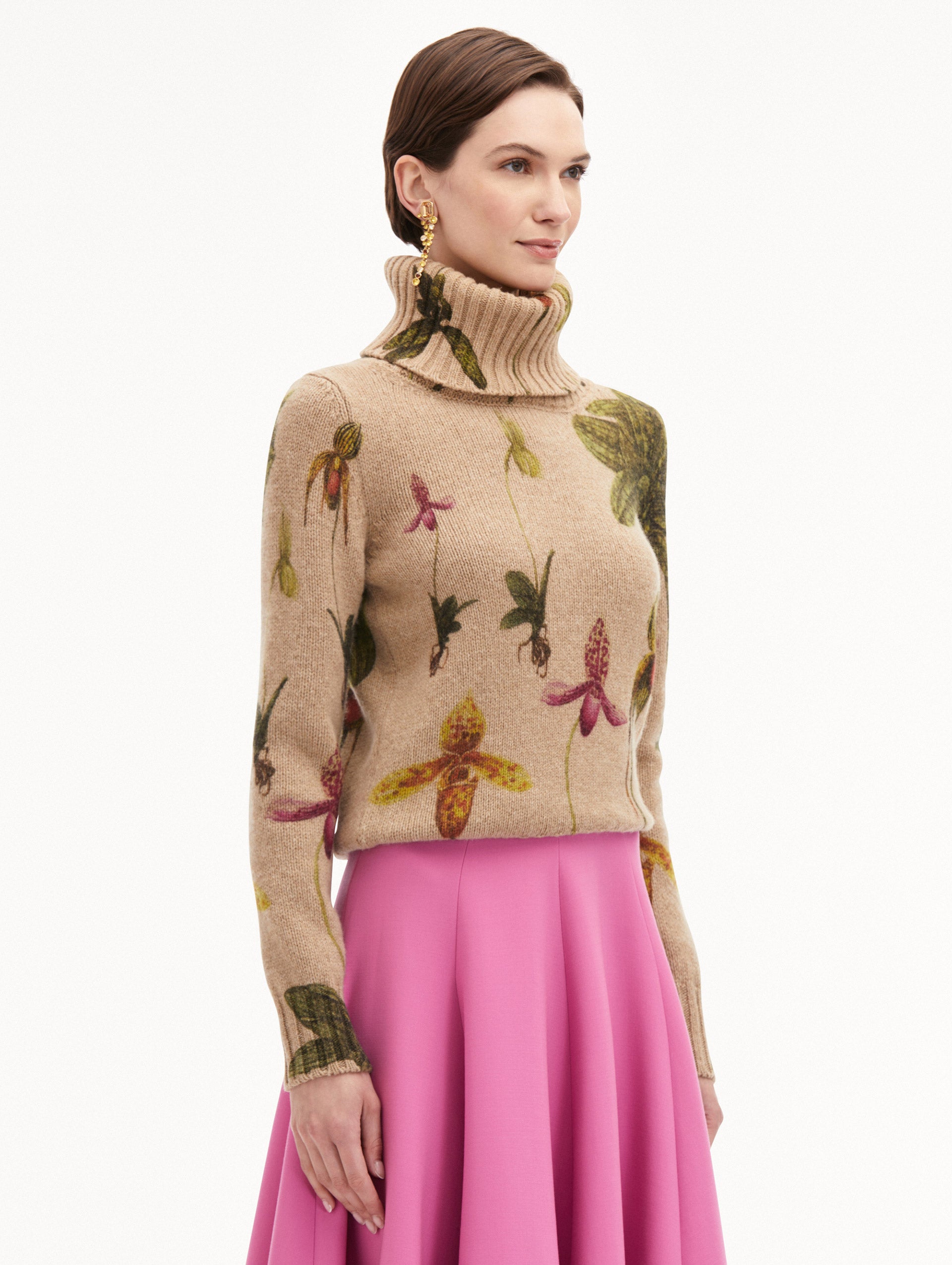 Orchid Printed Turtleneck Pullover
Side View