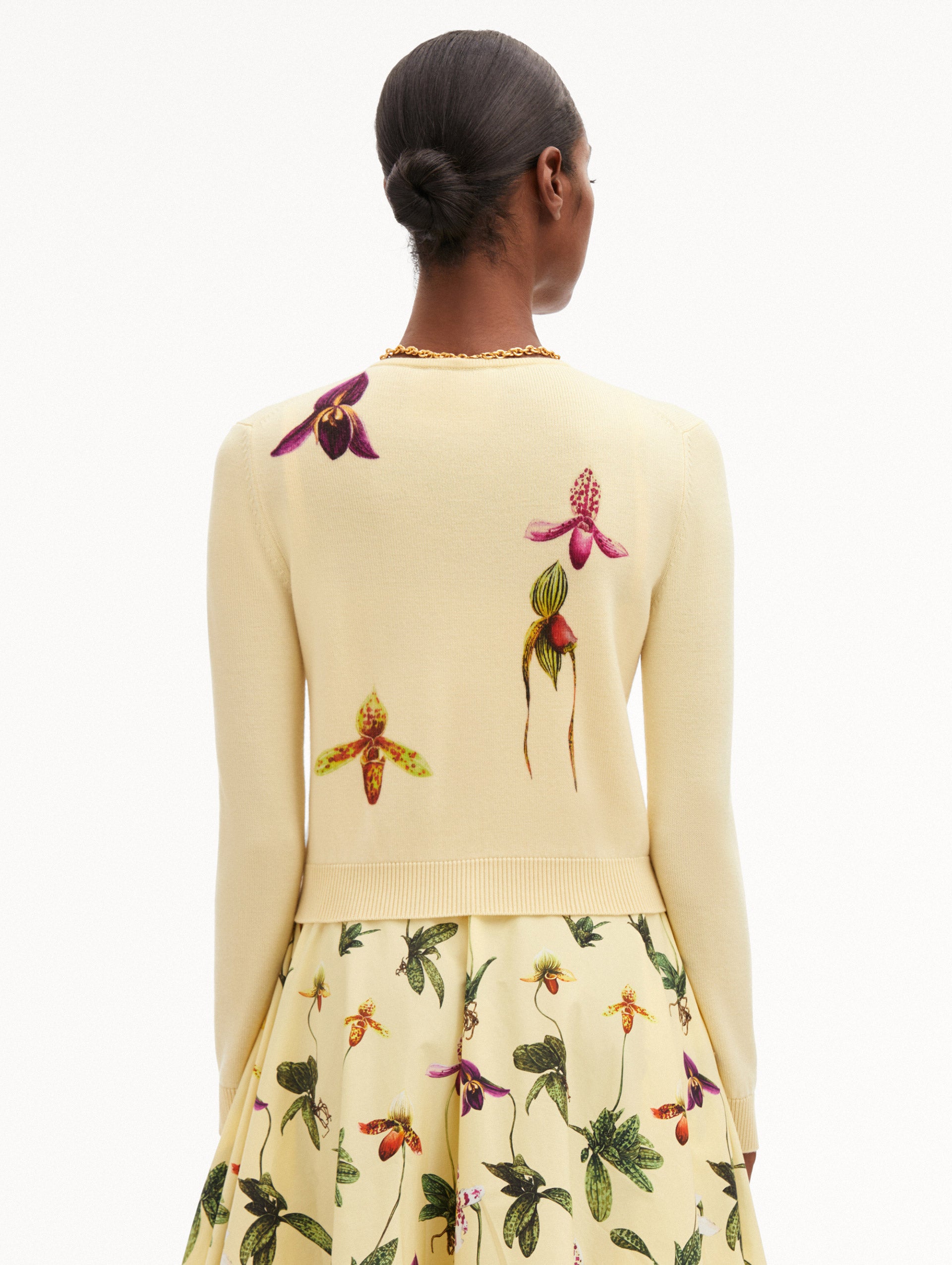 Orchid Printed Cardigan Back View