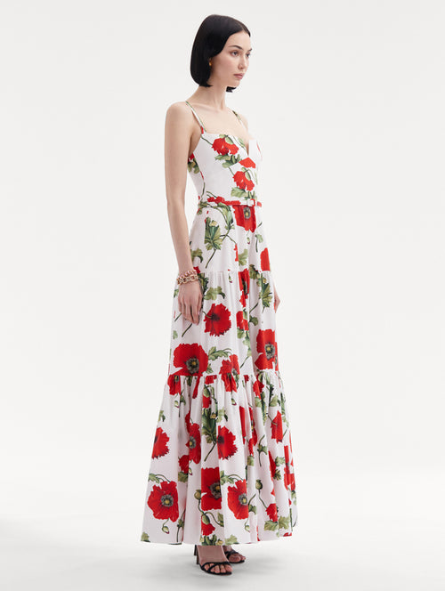 Poppy Cotton Poplin Tiered Maxi Dress Side View