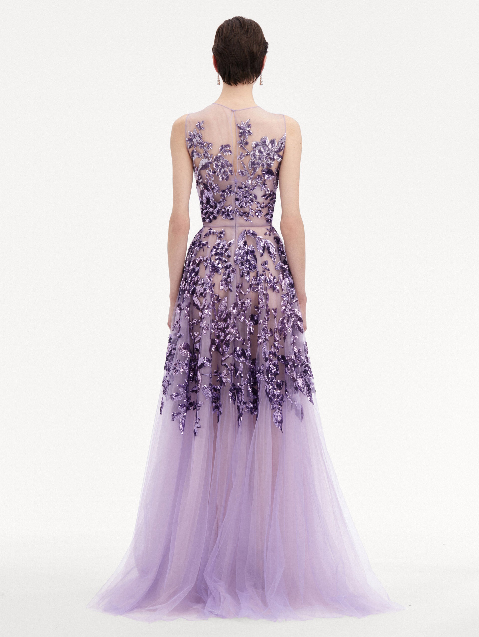 Ombré Sequin Peony Gown Back View