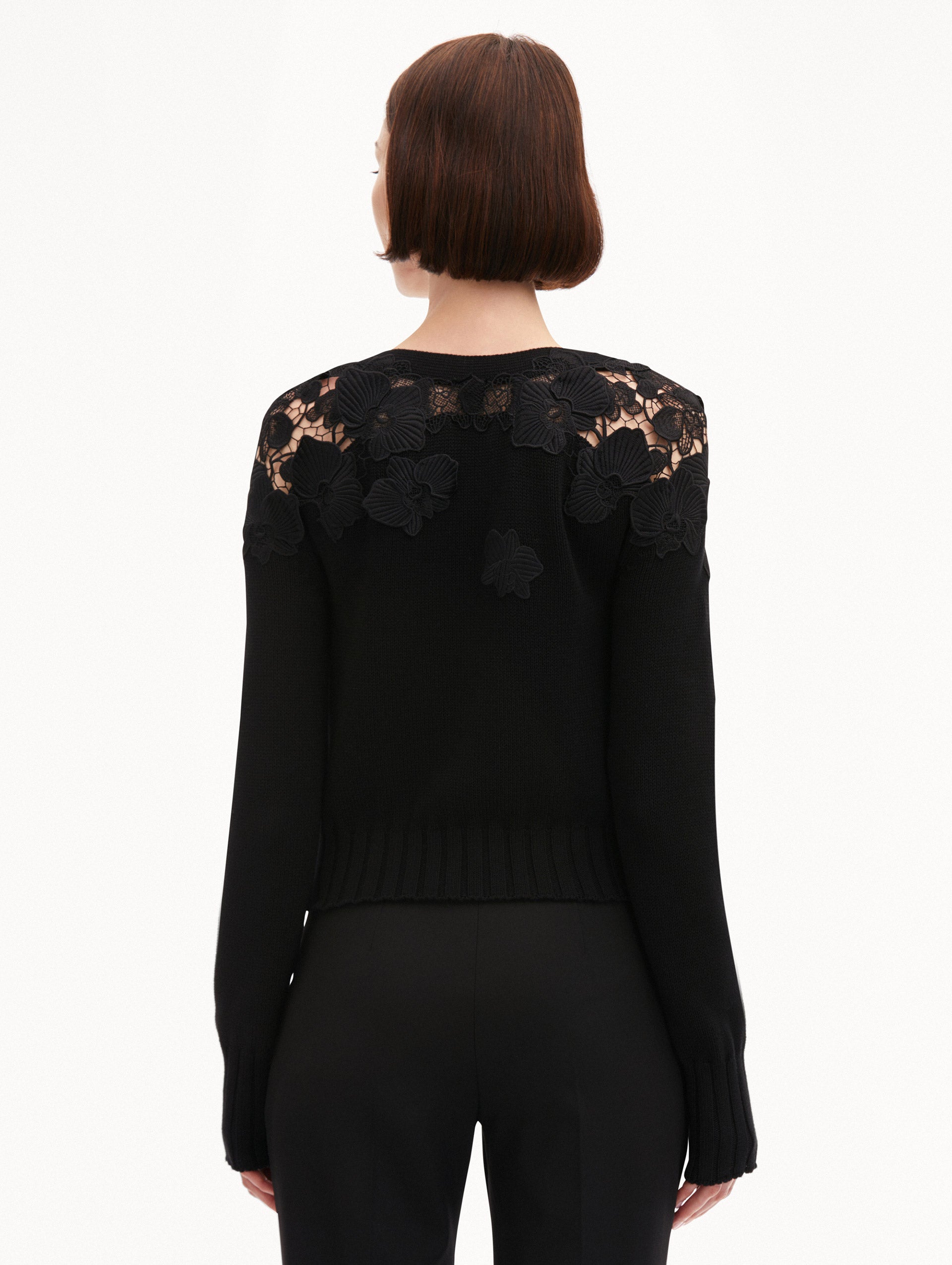 Floral Guipure Lace Cardigan Back View