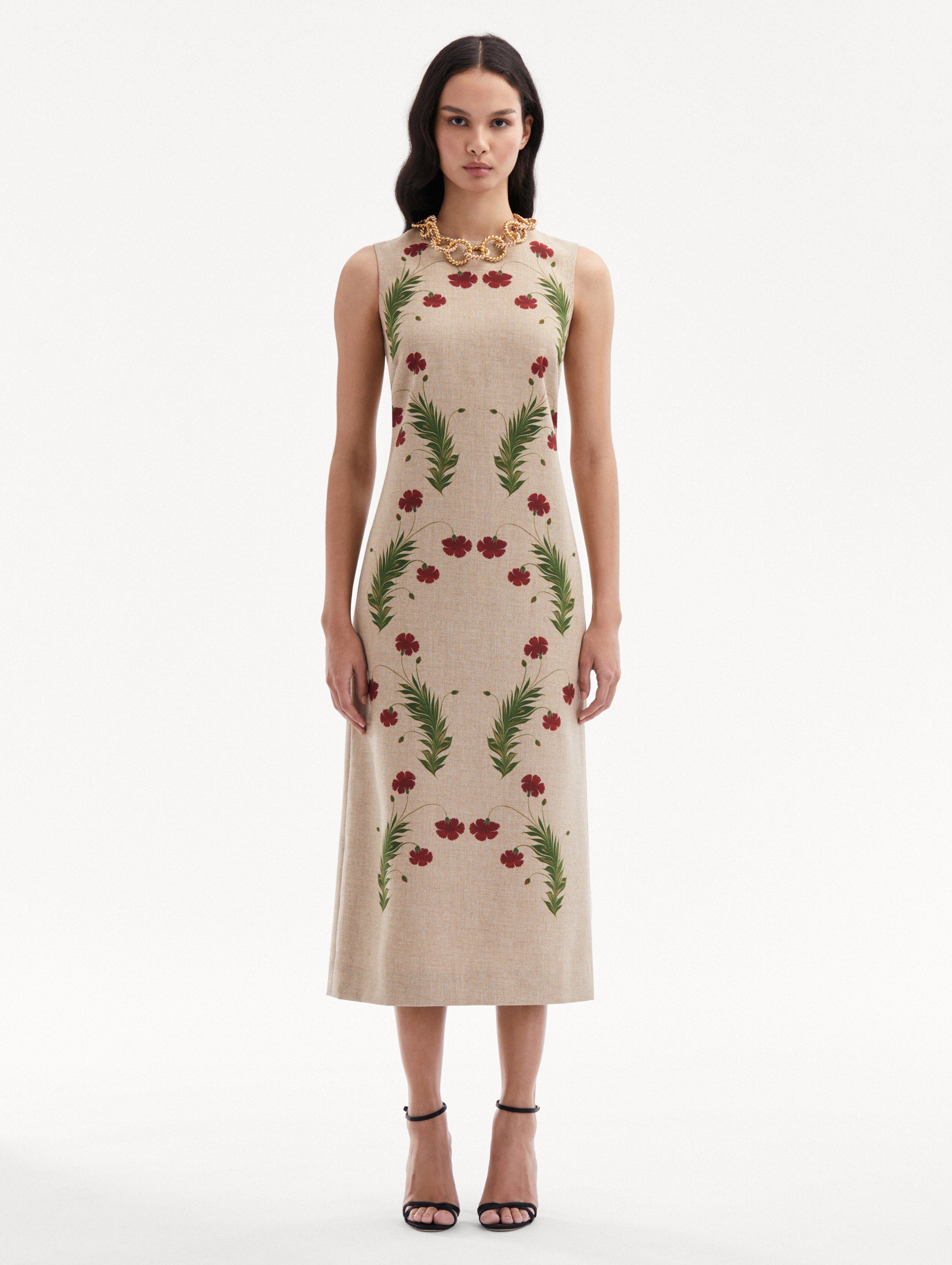 Marbled Carnation Canvas Pencil Dress Front View