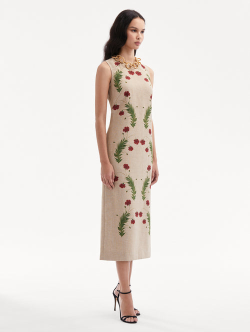 Marbled Carnation Canvas Pencil Dress Side View