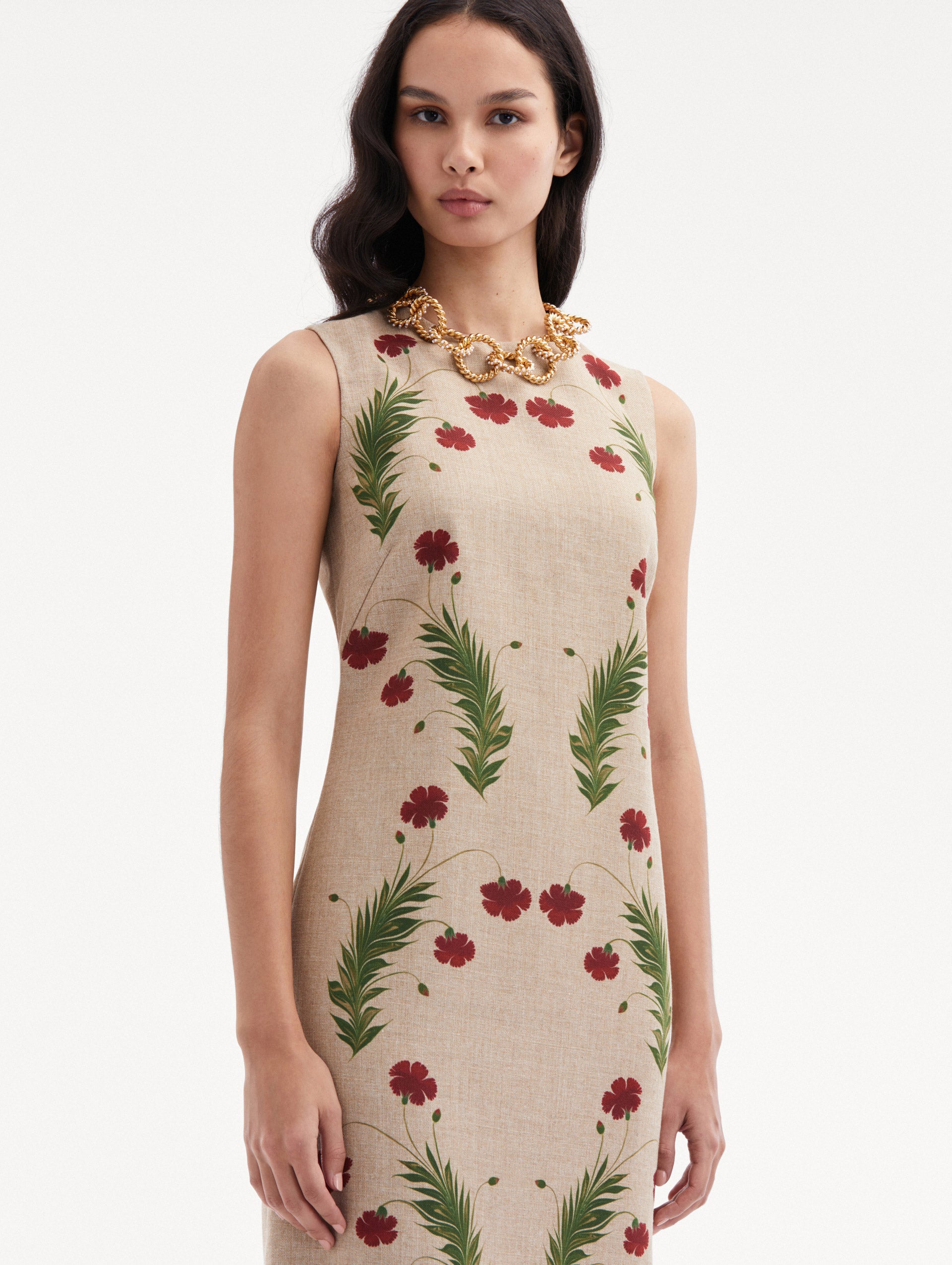 Marbled Carnation Canvas Pencil Dress Zoom View