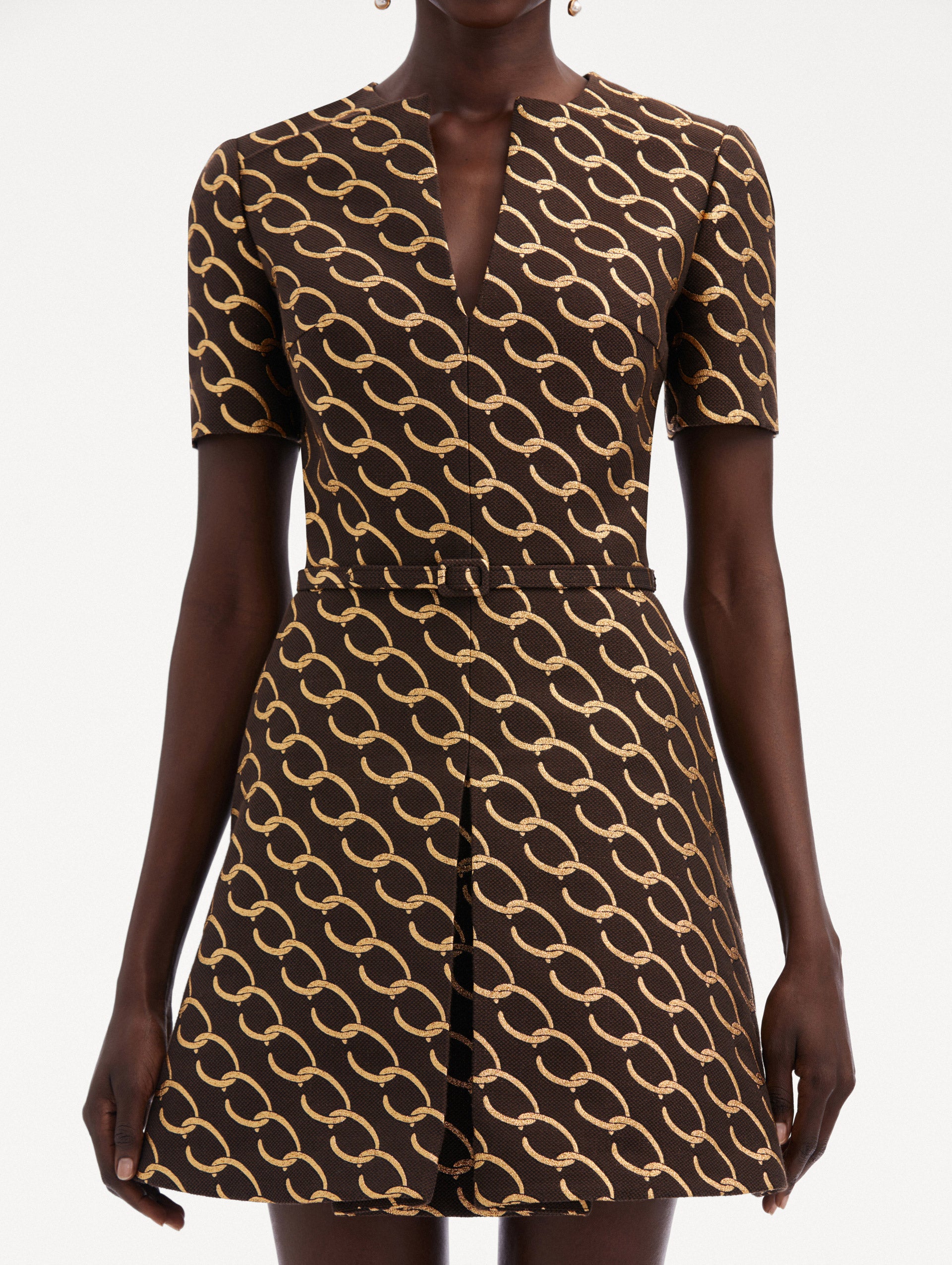 Oscar Chain-Link Jacquard Dress Zoom View