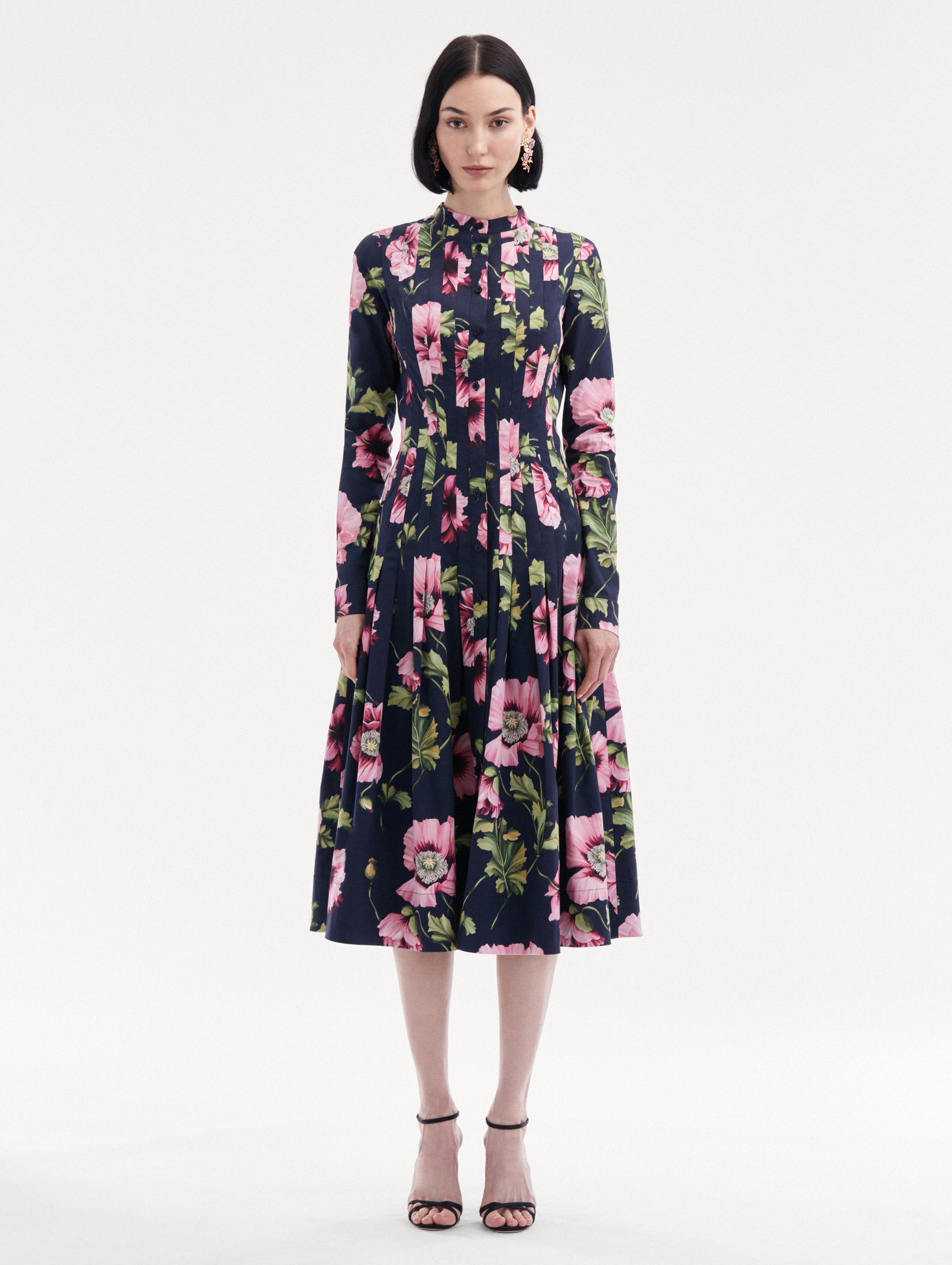 Poppy Cotton Poplin Midi Dress Front View