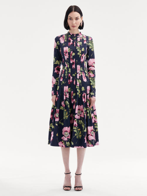 Poppy Cotton Poplin Midi Dress Front View