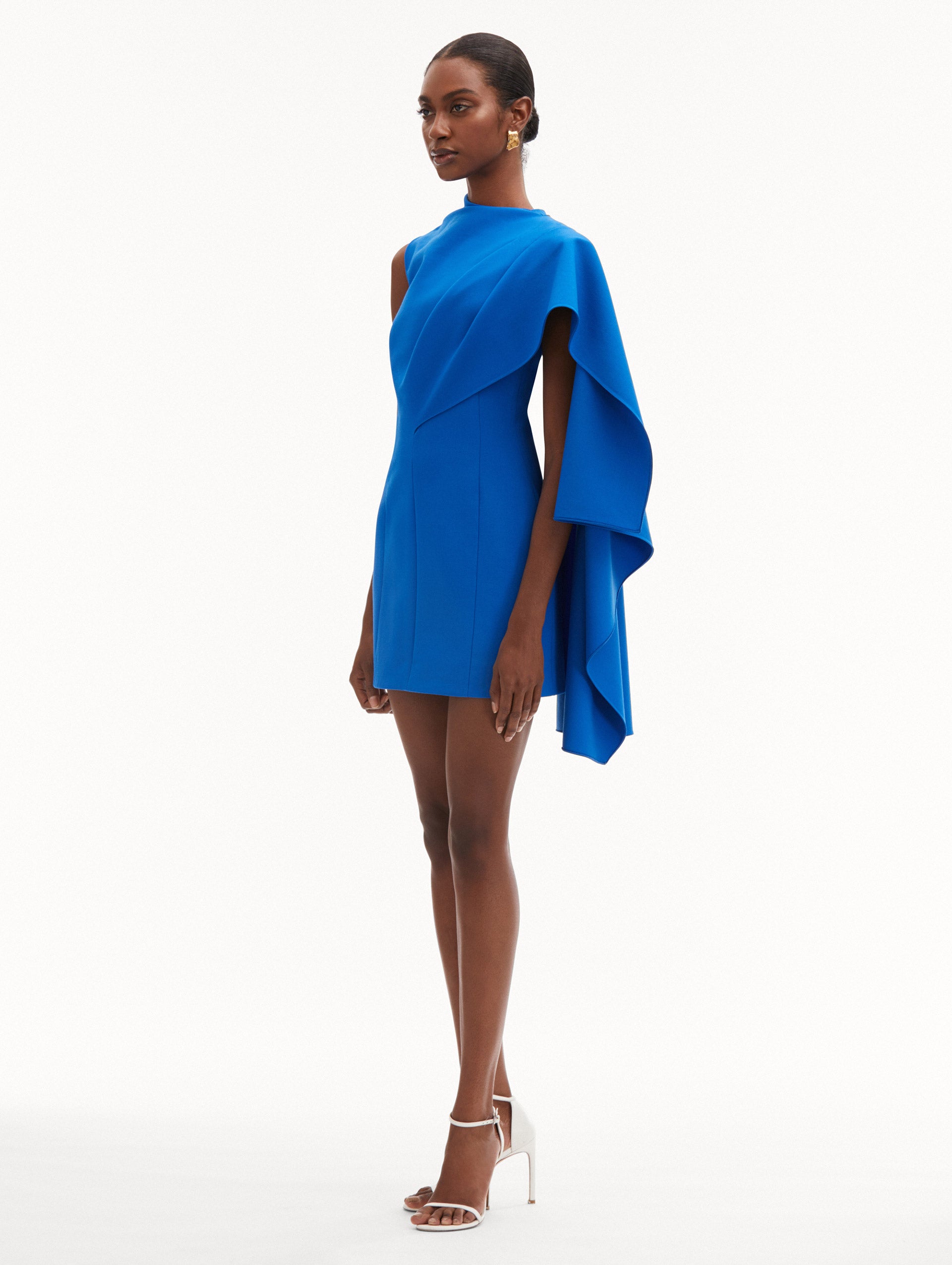  One Shoulder Cape Dress Side View