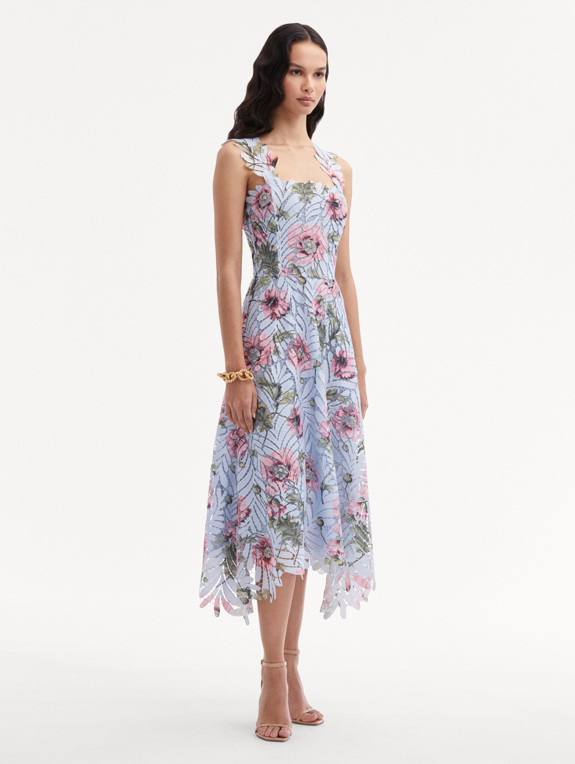 Poppy Printed Fern Guipure Dress Side View