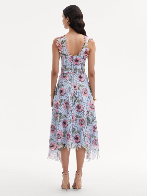 Poppy Printed Fern Guipure Dress Back View