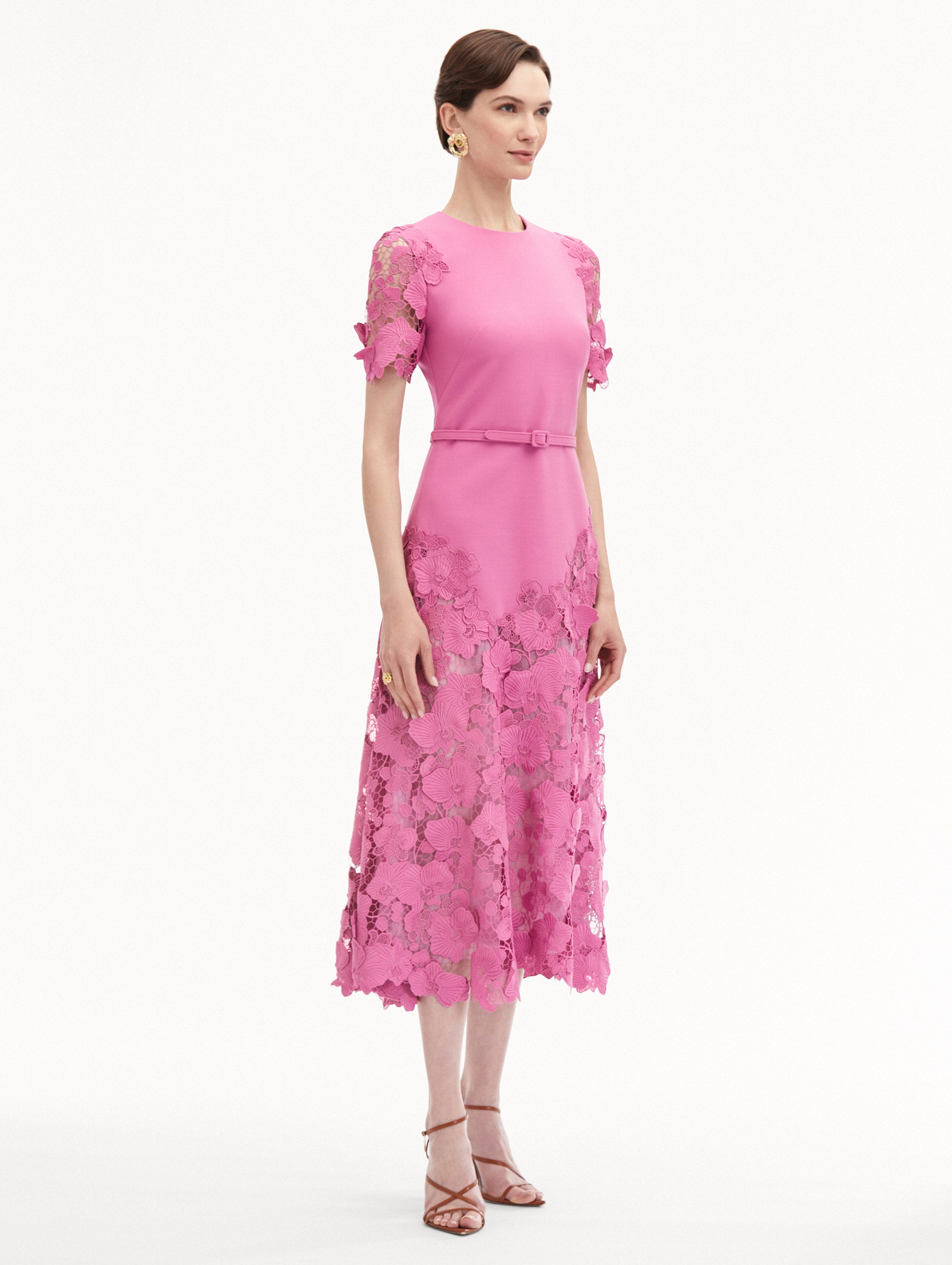 Orchid Guipure Lace Inset Dress Side View