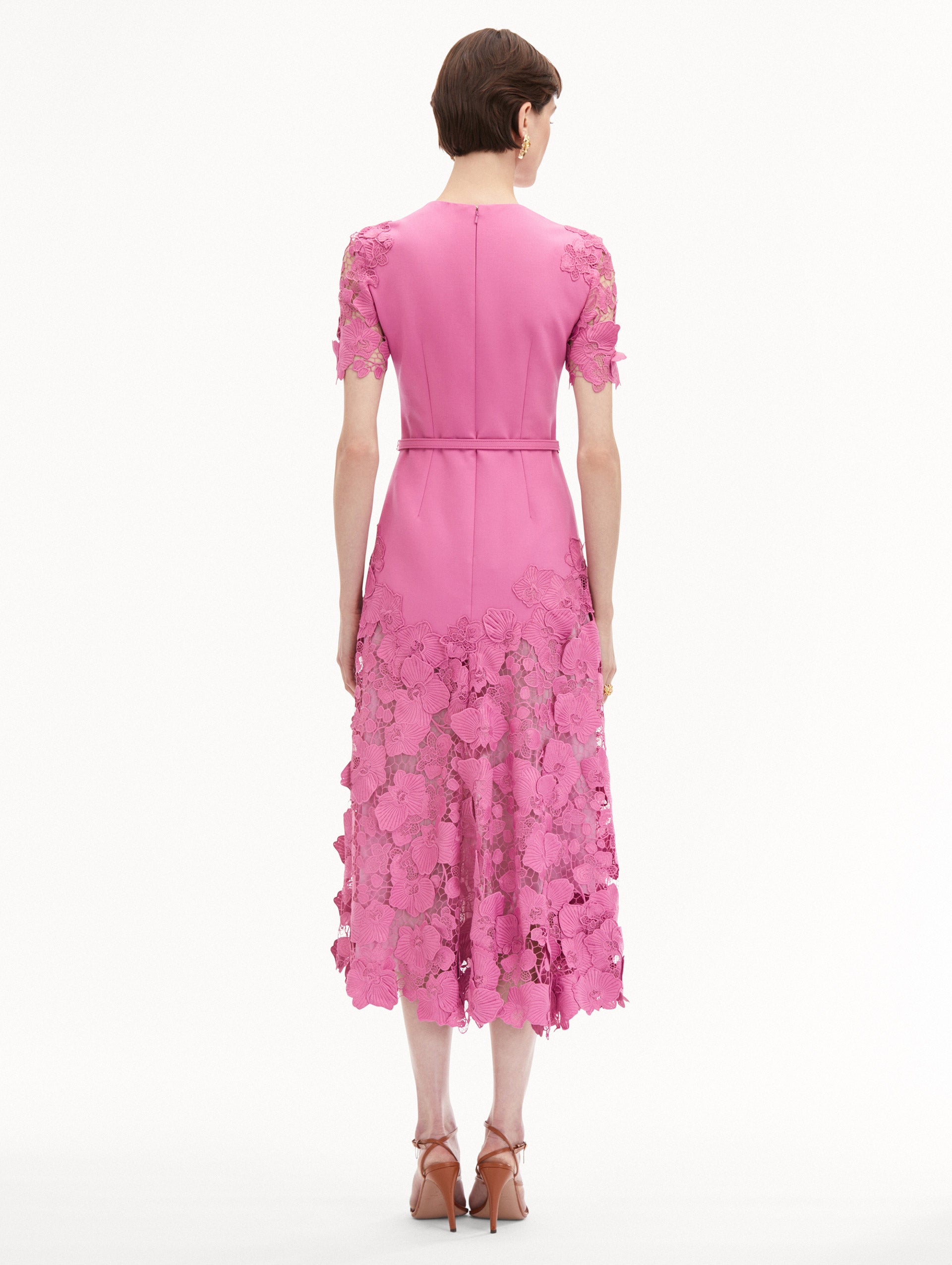 Orchid Guipure Lace Inset Dress Back View