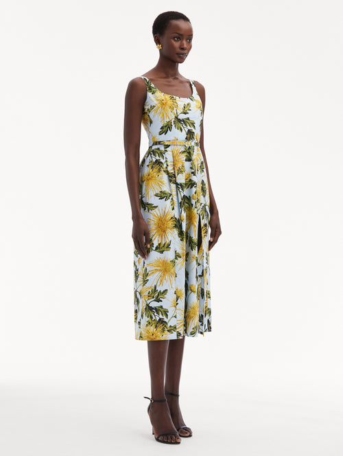 Chrysanthemum Cotton Poplin Tank Dress Side View