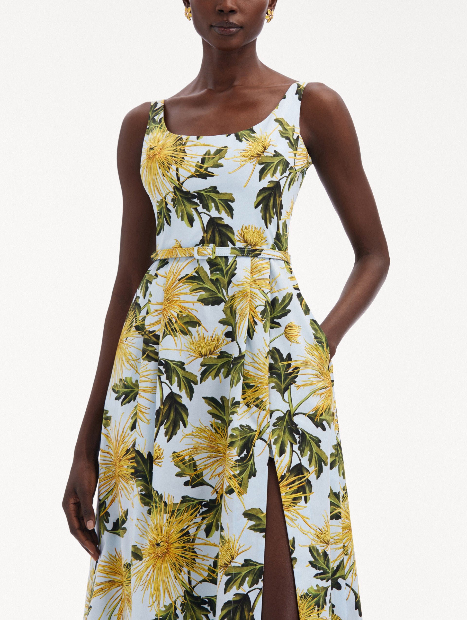 Chrysanthemum Cotton Poplin Tank Dress Zoom View