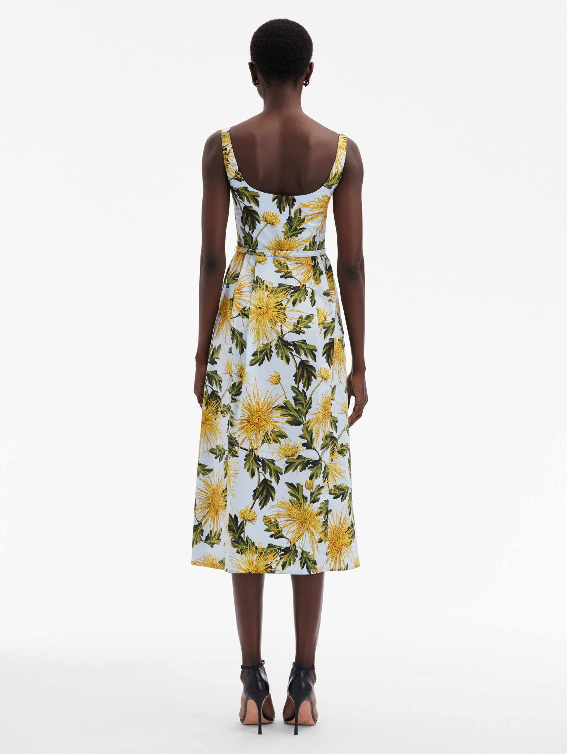 Chrysanthemum Cotton Poplin Tank Dress Back View