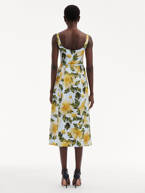 Chrysanthemum Cotton Poplin Tank Dress Back View