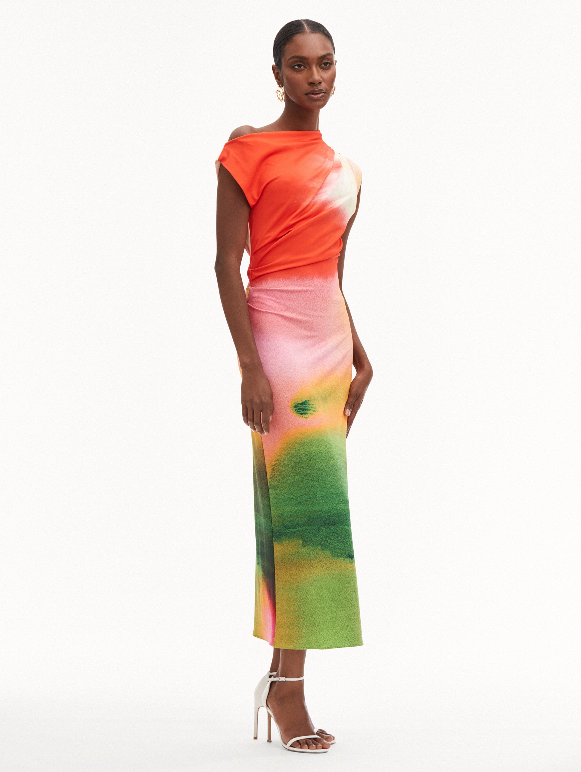 Abstract Watercolor Jersey Dress Side View