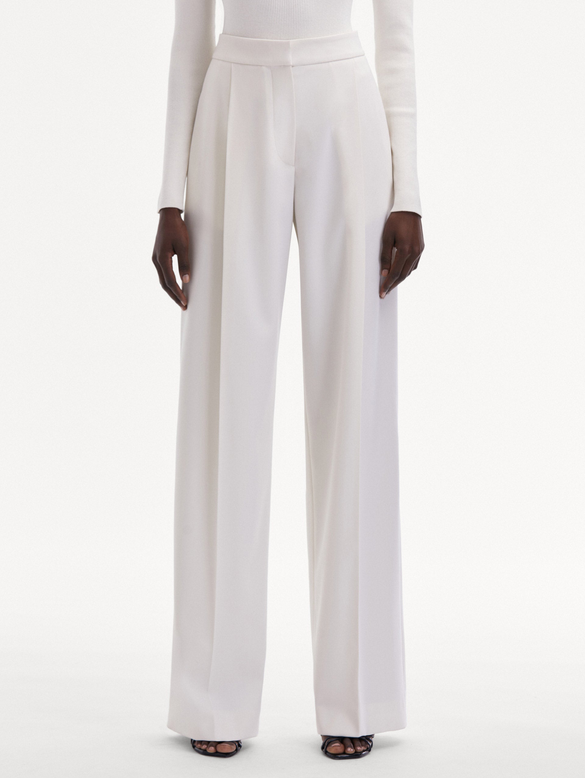 Wide Leg Wool Gabardine Pant Front View