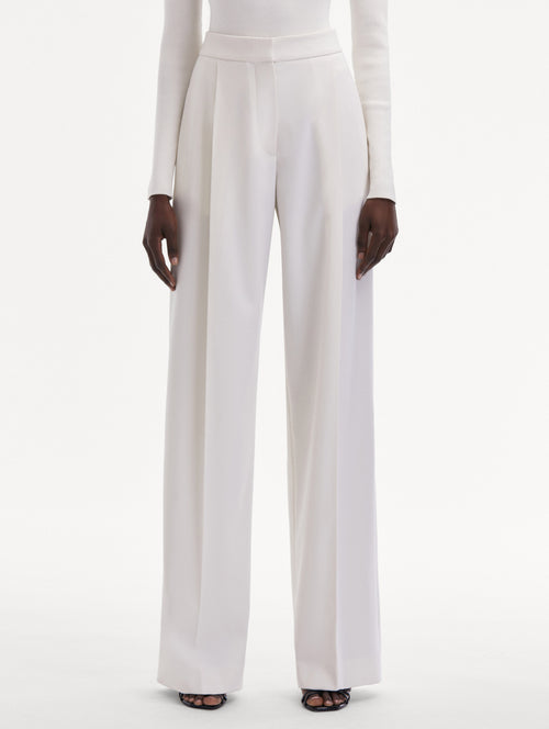 Wide Leg Wool Gabardine Pant Front View