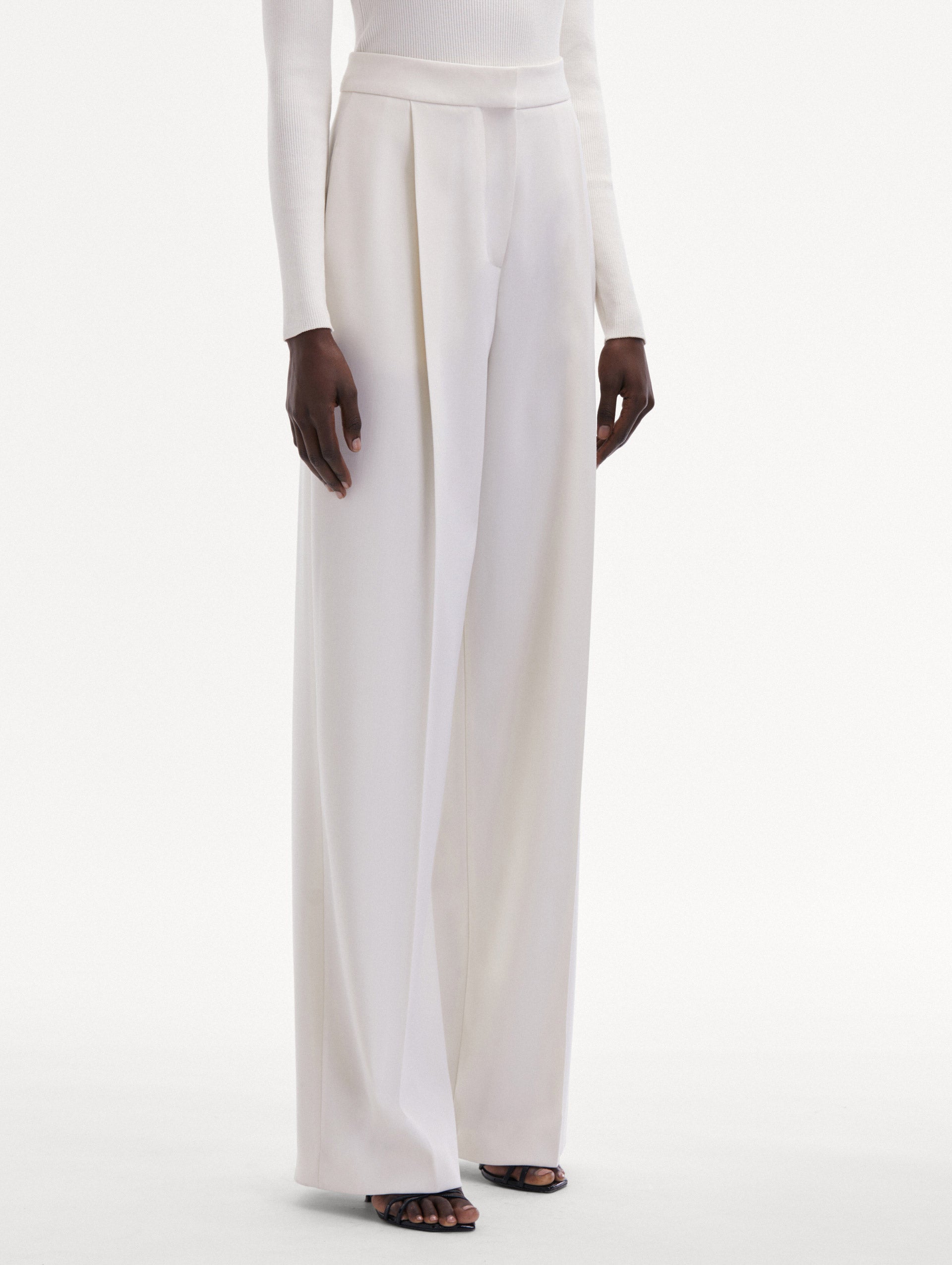 Wide Leg Wool Gabardine Pant Side View