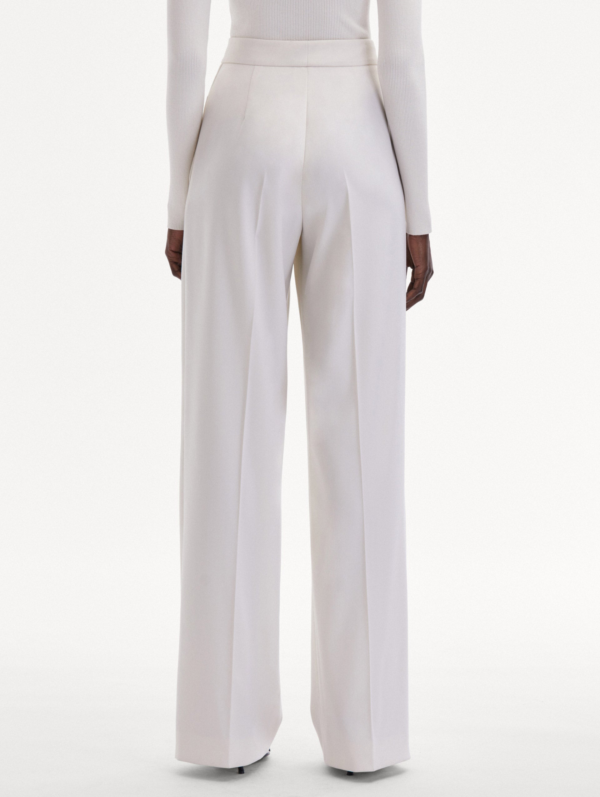 Wide Leg Wool Gabardine Pant Back View