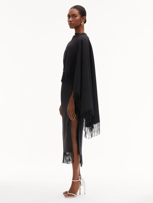 Fringed Cape Midi Dress
Side View