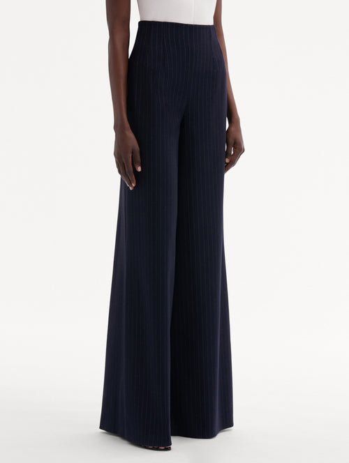 Pinstriped Wide Leg Pant Side View