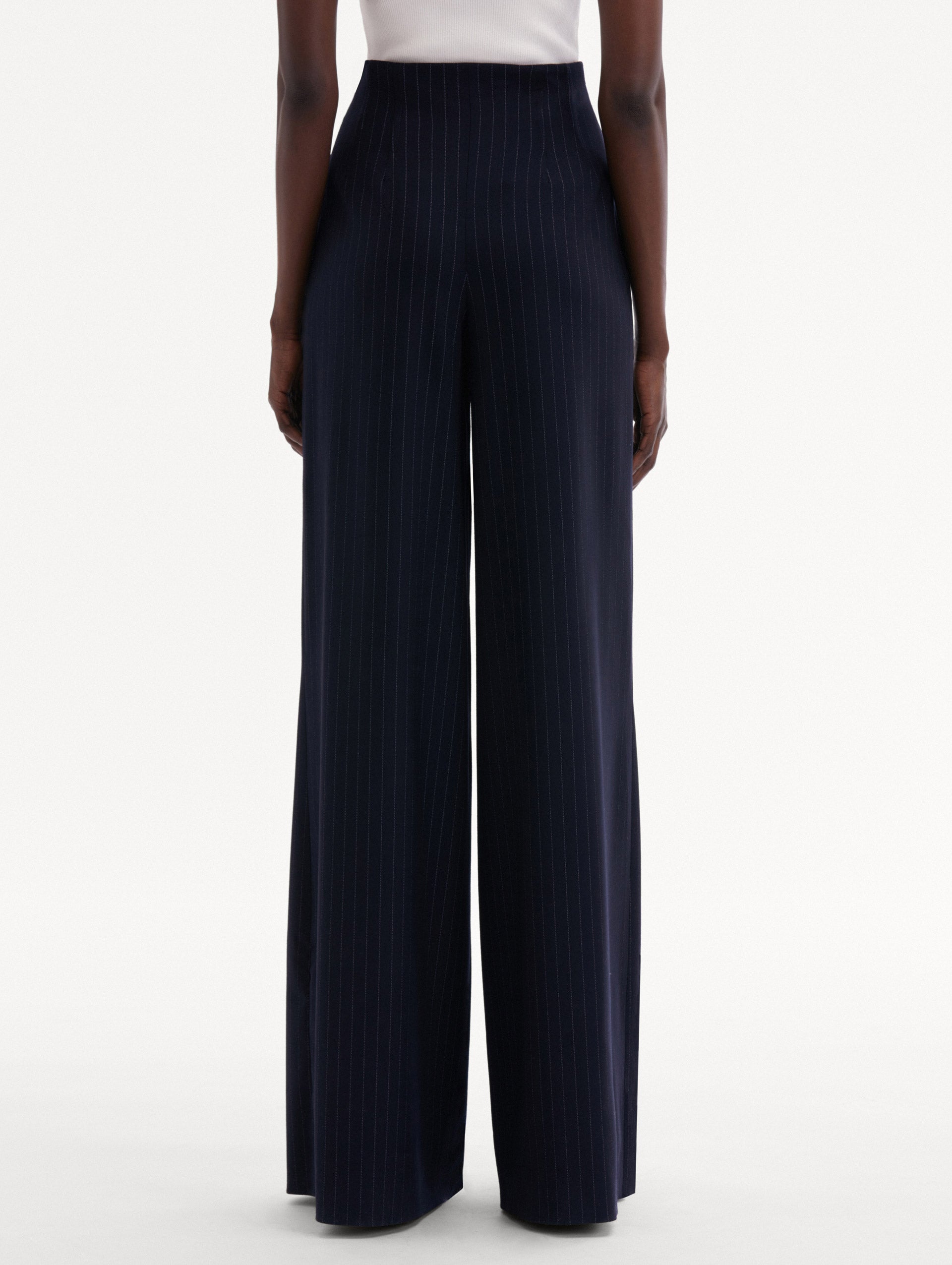 Pinstriped Wide Leg Pant Back View