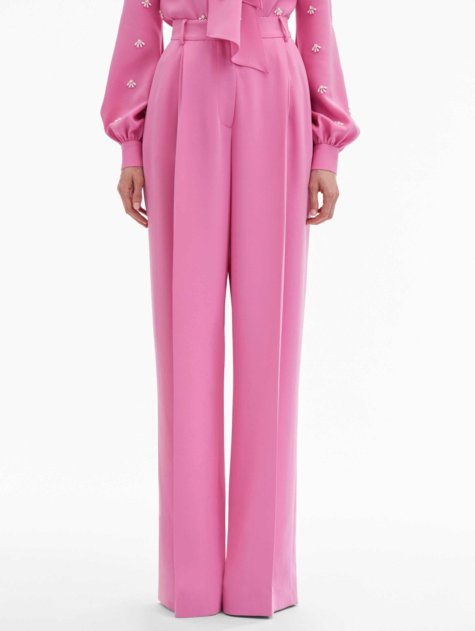 Wide Leg Silk Georgette Pant
Front View