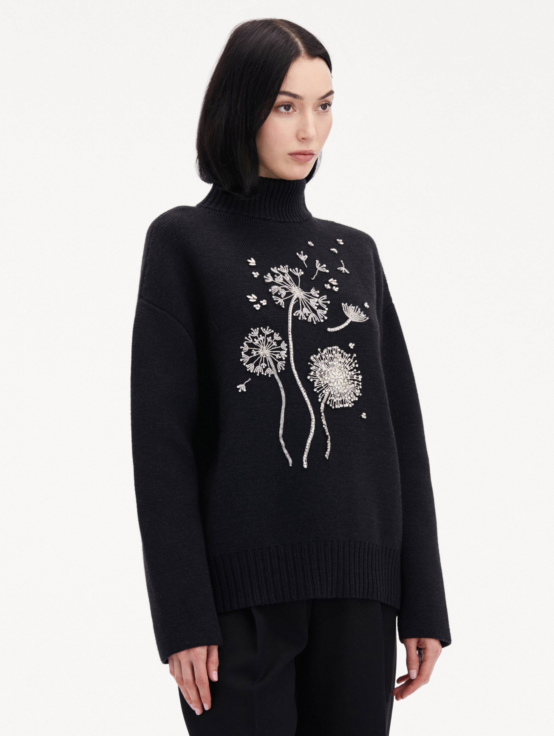 Dandelion Crystal Embroidered Pullover Side View