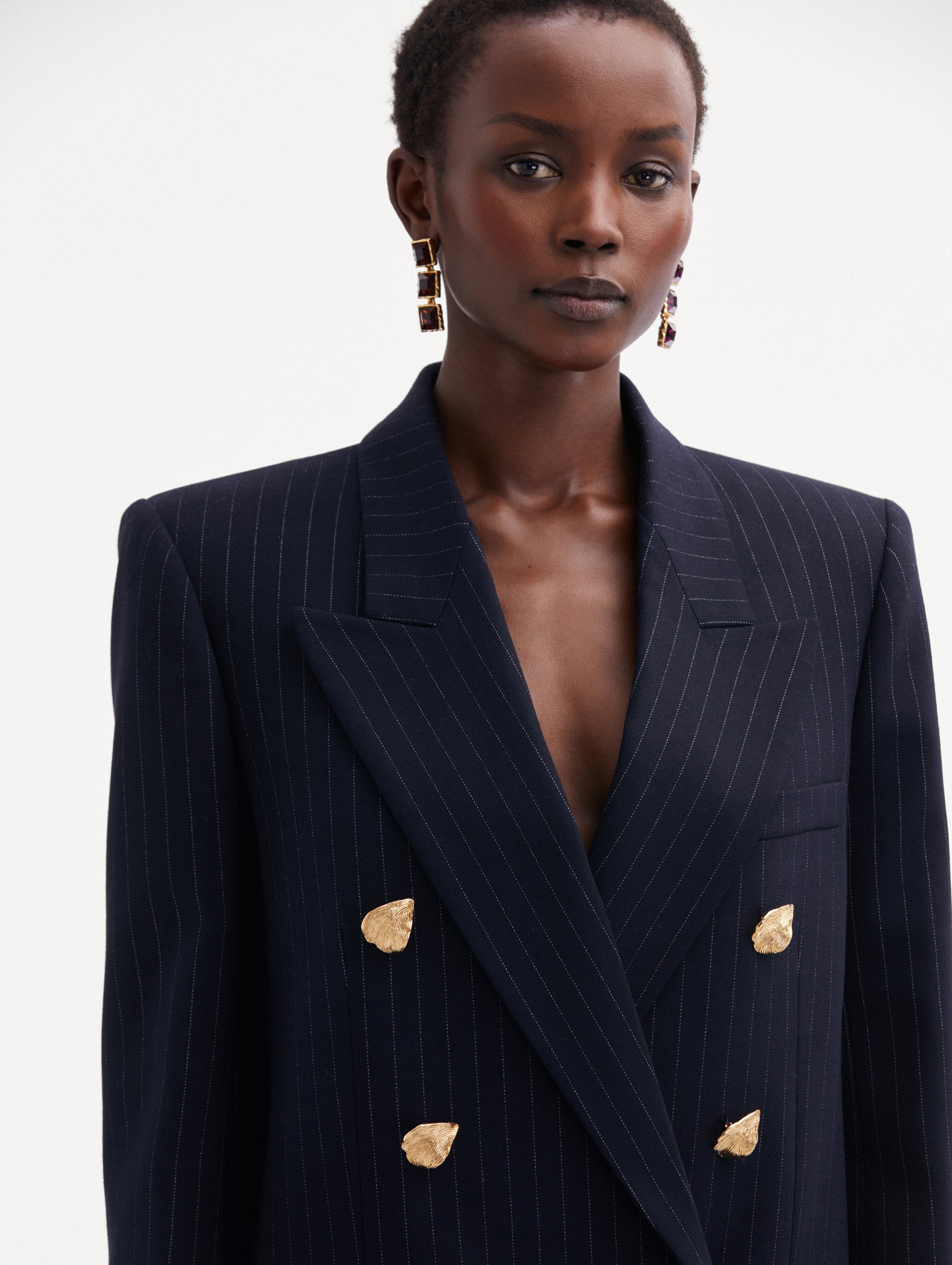 Pinstriped Double-Breasted Jacket