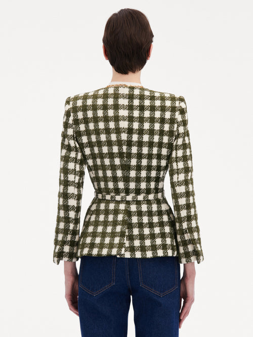 Chenille Check Tweed Jacket Back View