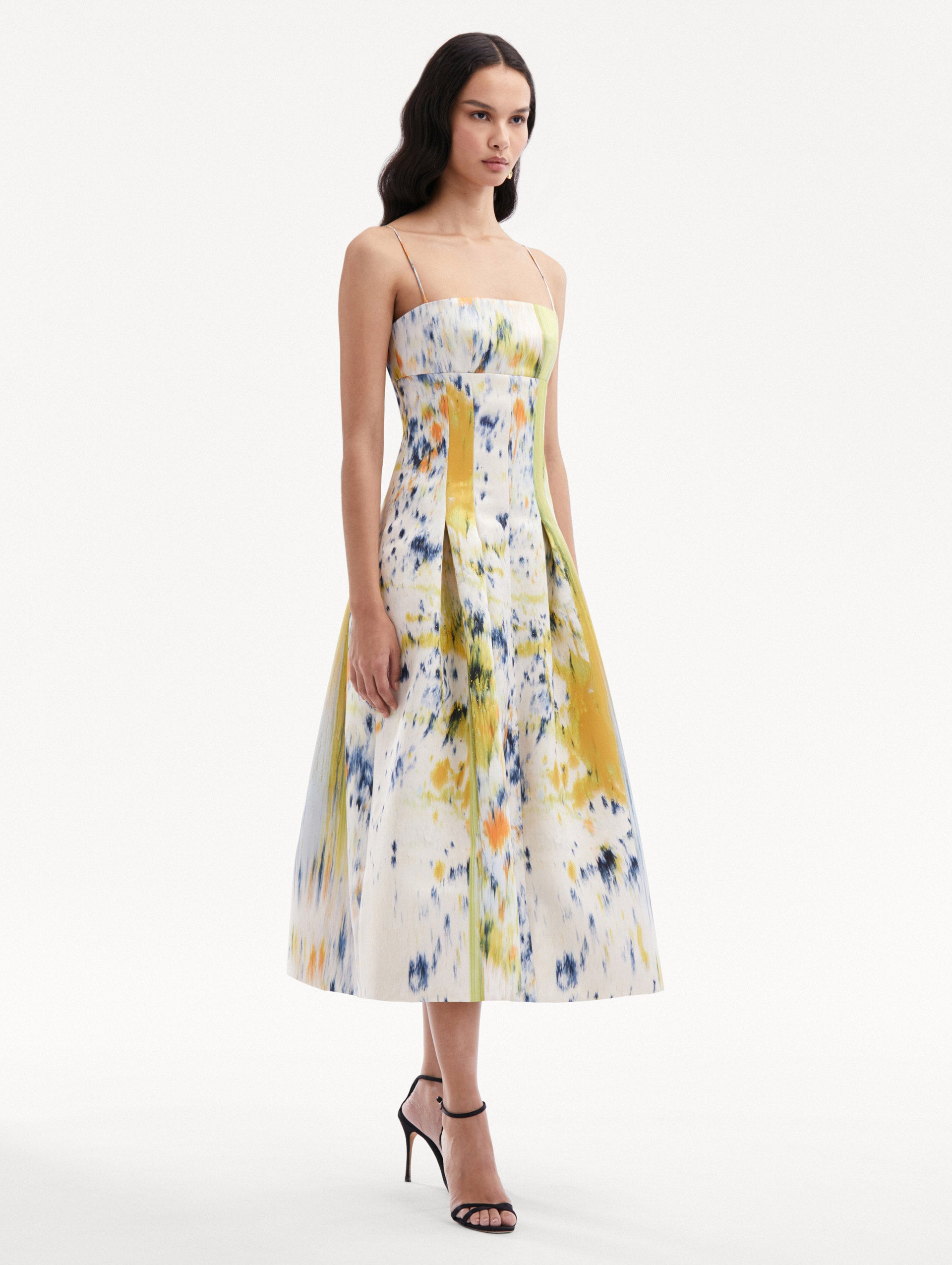 Abstract Brushstroke Satin Dress Side View