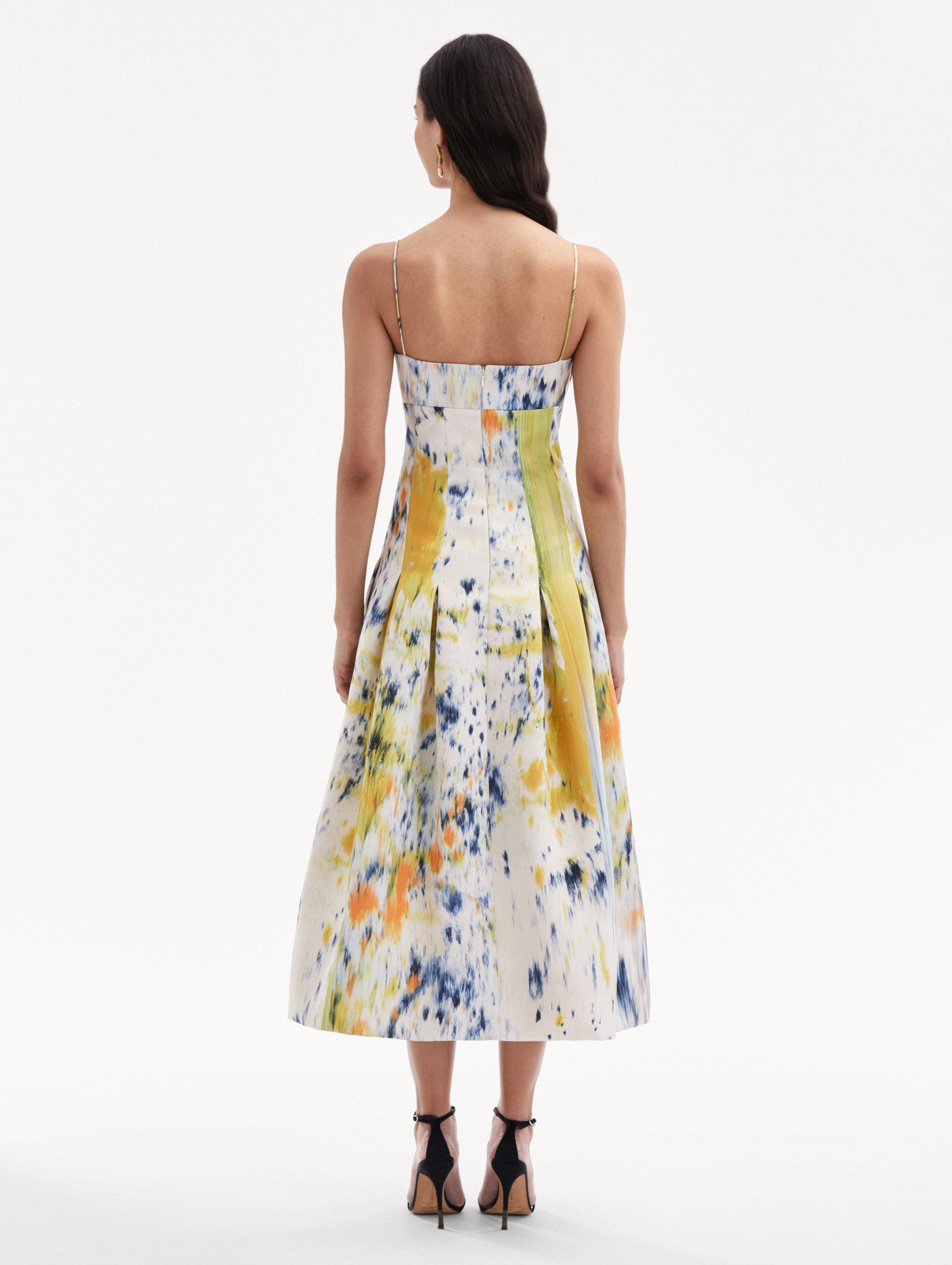 Abstract Brushstroke Satin Dress Back View