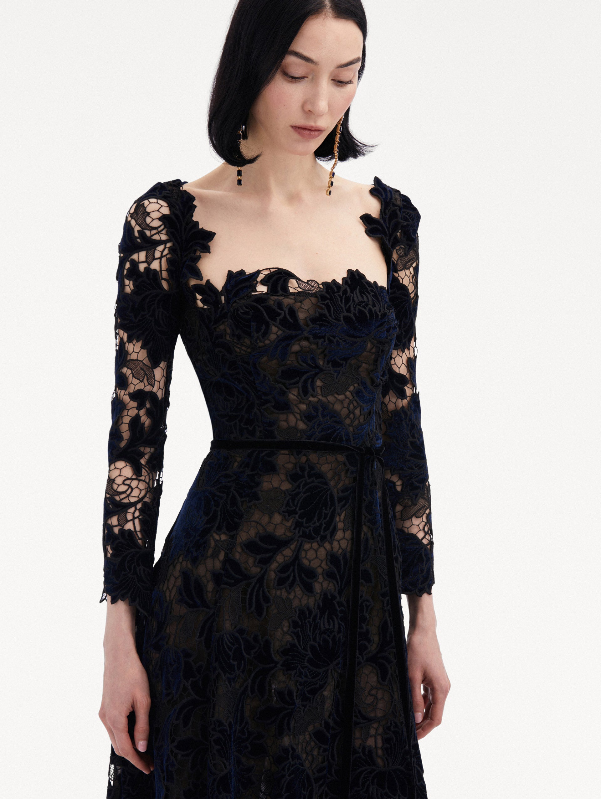 Peony Velvet Guipure Dress