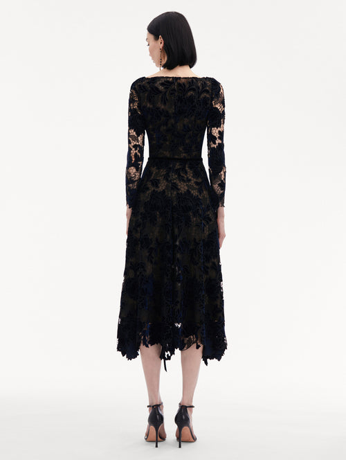 Peony Velvet Guipure Dress Back View