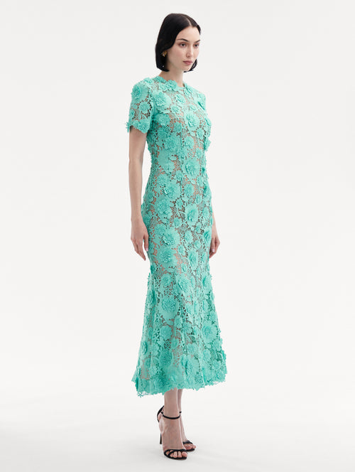 Floral Guipure Cocktail Dress Side View