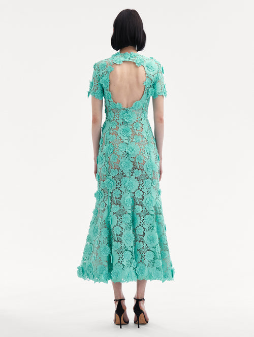 Floral Guipure Cocktail Dress Back View