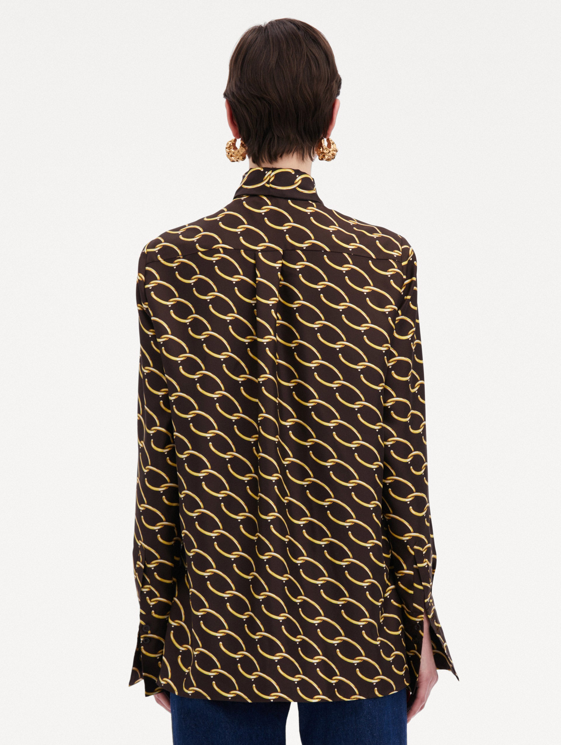 Oscar Chain-Link Silk Twill Blouse Back View